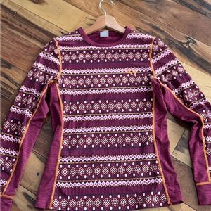 Kari Traa Burgundy and Pink Patterned Top